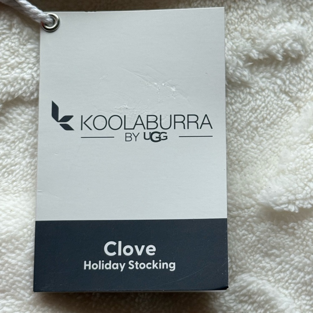 Koolaburra by Ugg White Clove Plush Christmas Holiday Stocking NWT - Picture 6 of 9